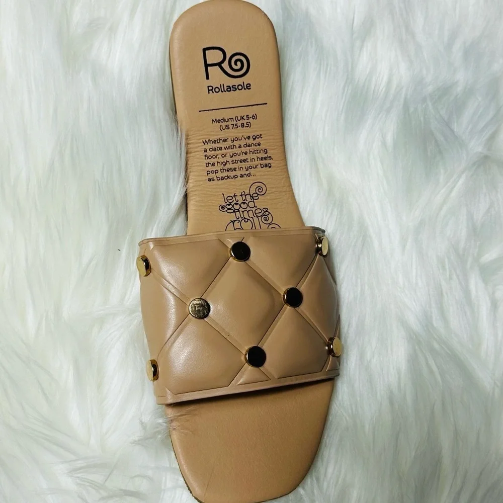 ROLLA'S Quilted Nude Slide Sandals